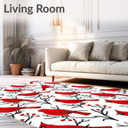 Red Cardinal Bird Winter Pattern Rug