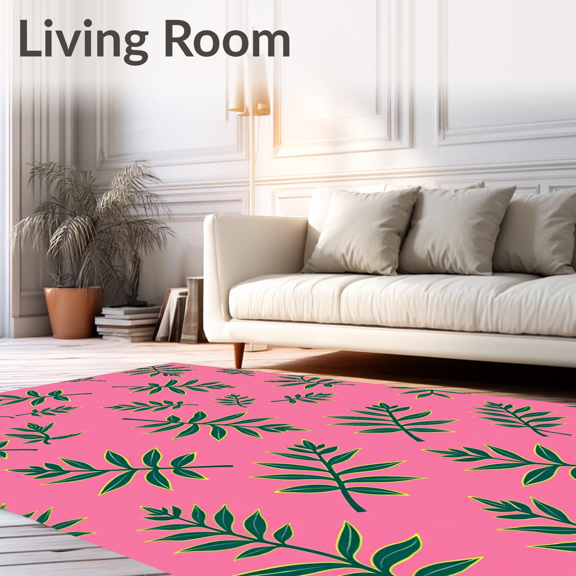Vibrant Pink Emerald Leafy Spray Rug