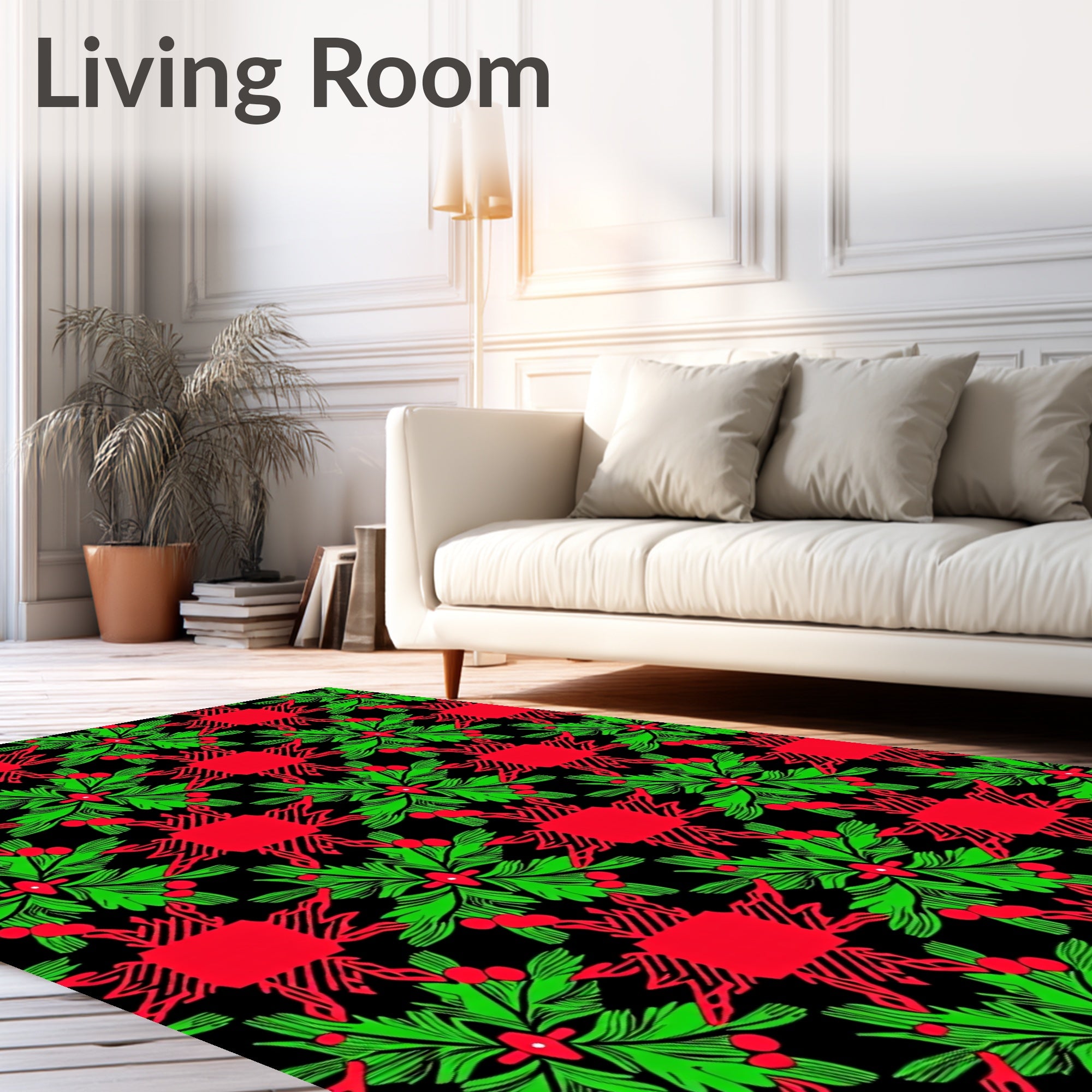 Bold Green Berry Red Plaid Accents Rug