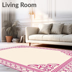 Crimson Floral Elegant Frame Design Rug