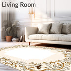 Elegant Floral Scrollwork Detailed Frame Rug