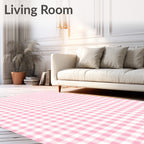 Sweet Pink Gingham Pattern Rug
