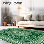 Emerald Green Ornate Floral Medallion Rug