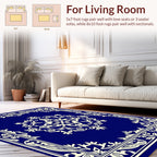 Navy Cream Elaborate Floral Design Rug