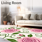 Pink Garden Rose Scroll Pattern Rug
