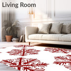 Red Snowflake Patterned Rug