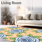 Light Blue Rose Garden Pattern Rug