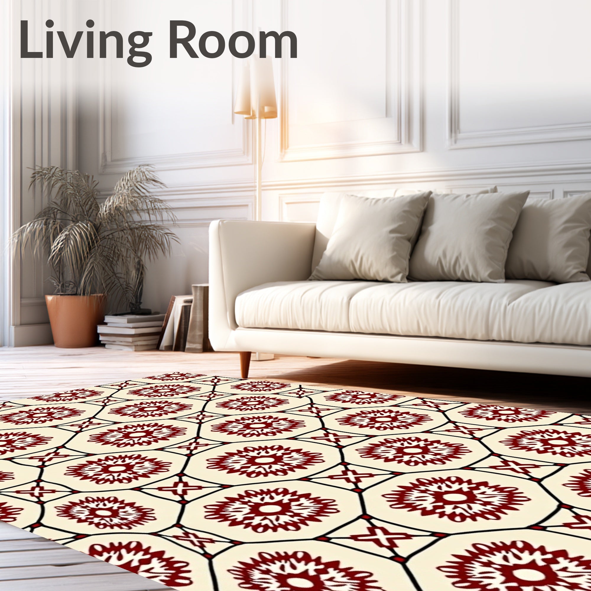 Antique Floral Octagon Pattern Rug