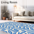 Blue Leafy Vine Pattern Rug