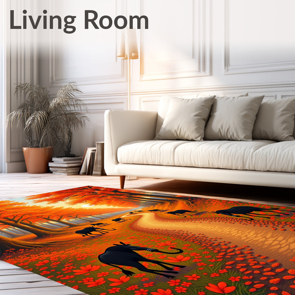Autumn Forrest Path Animal Print Rug
