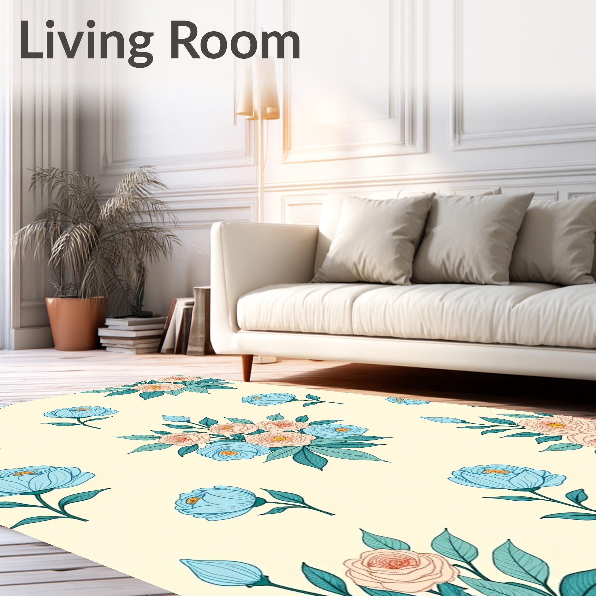 Floral Bouquet Pattern Pastel Rug