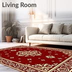 Antique Floral Border Red Rug