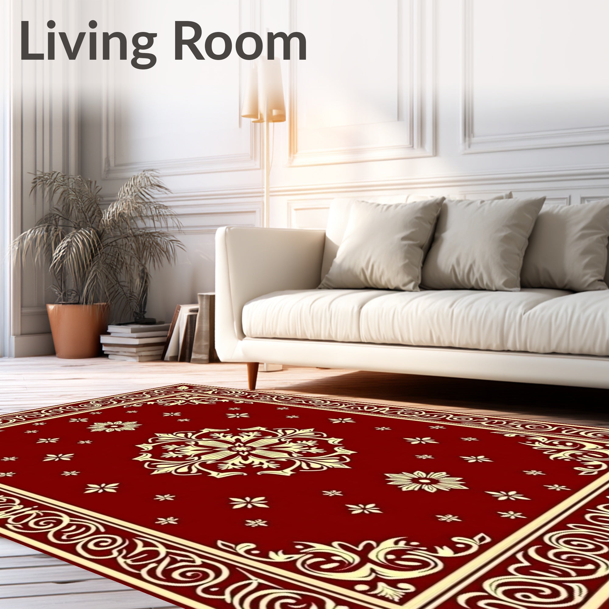 Antique Floral Border Red Rug