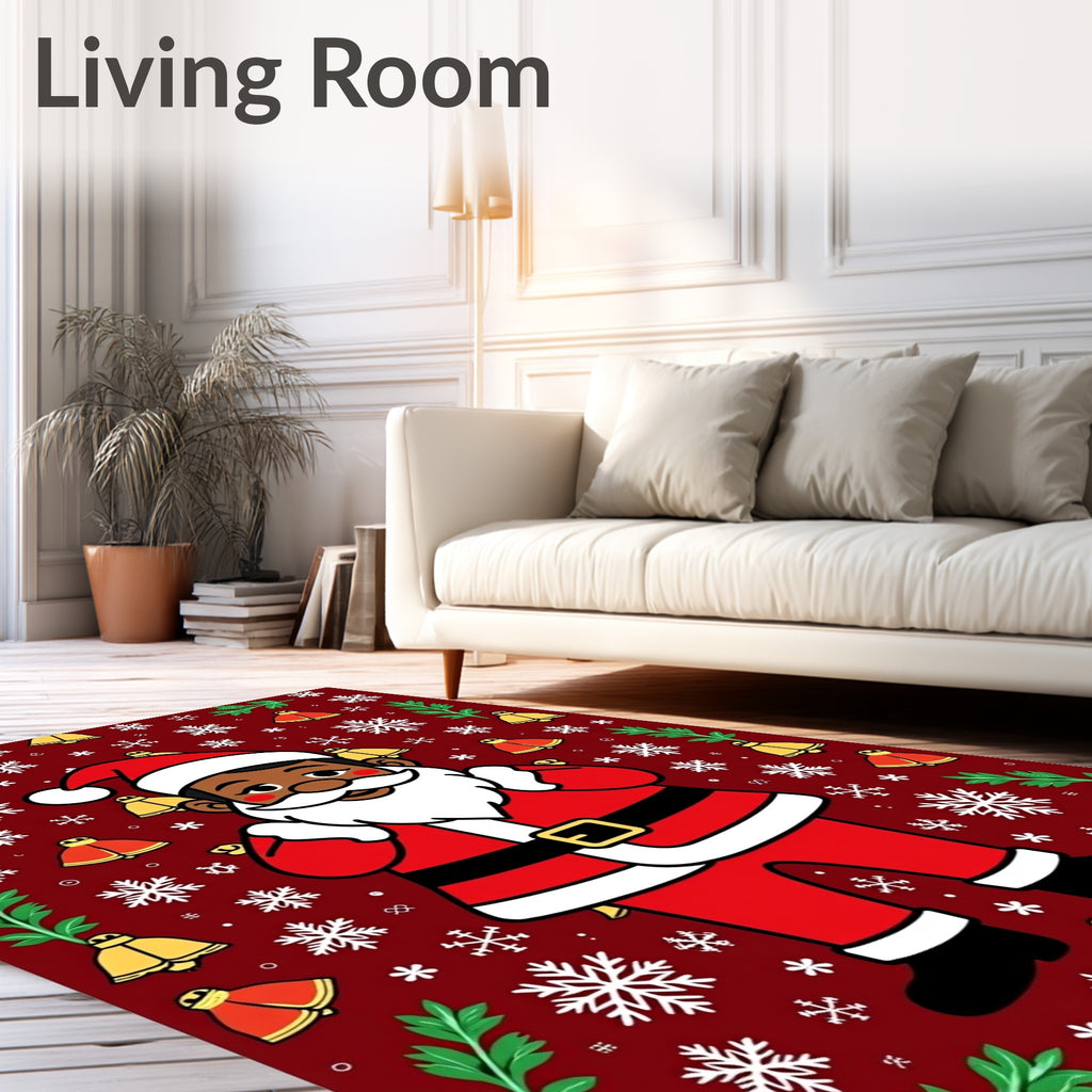 Festive Santa And Snowflake Pattern Rug