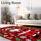 Festive Santa And Snowflake Pattern Rug