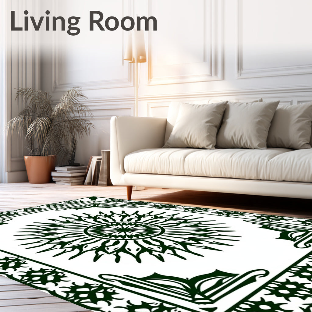 Bold Ornate Radial Floral Pattern Rug
