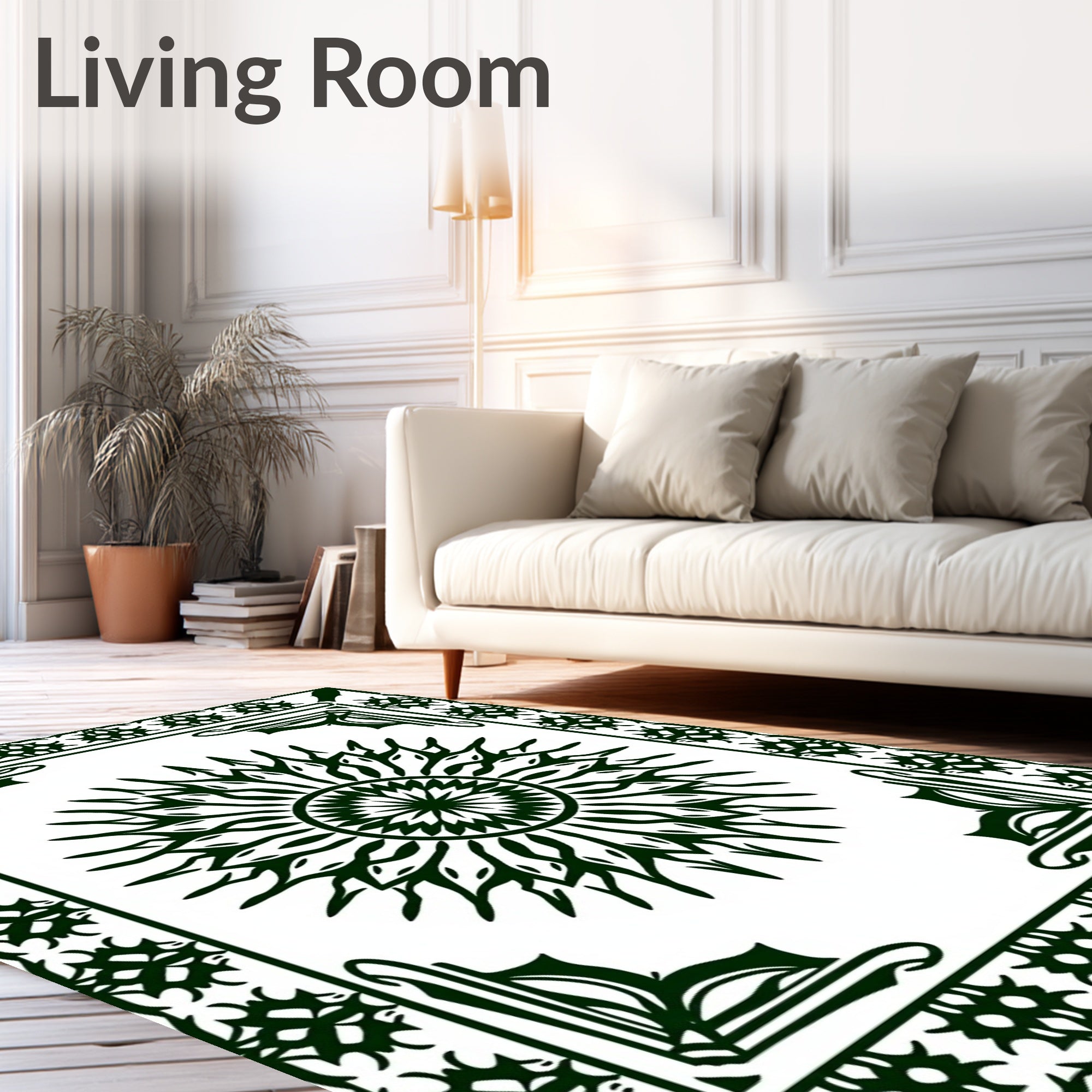 Bold Ornate Radial Floral Pattern Rug