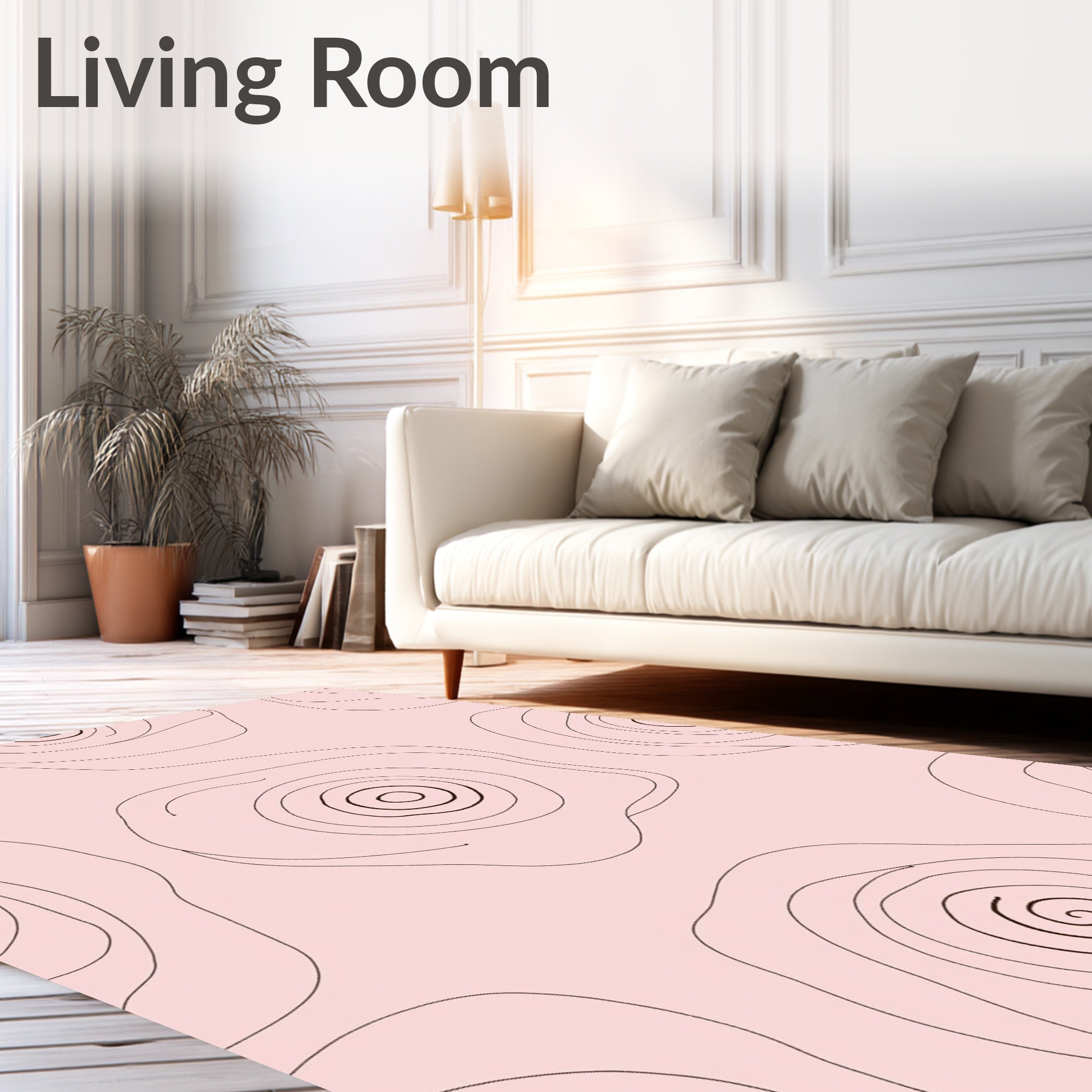 Pink Subtle Swirl Floral Contour Rug