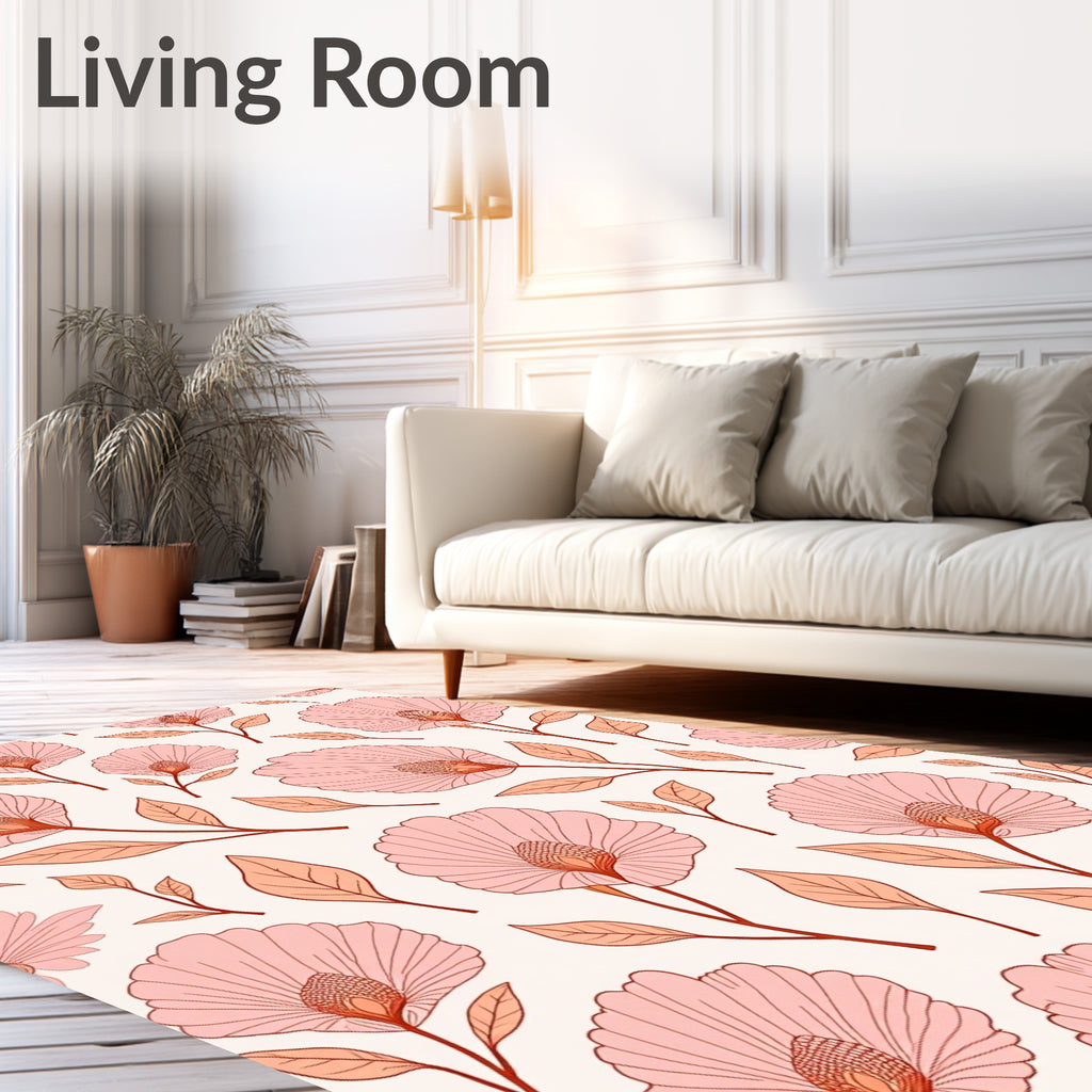 Delicate Pink Floral Pattern Rug