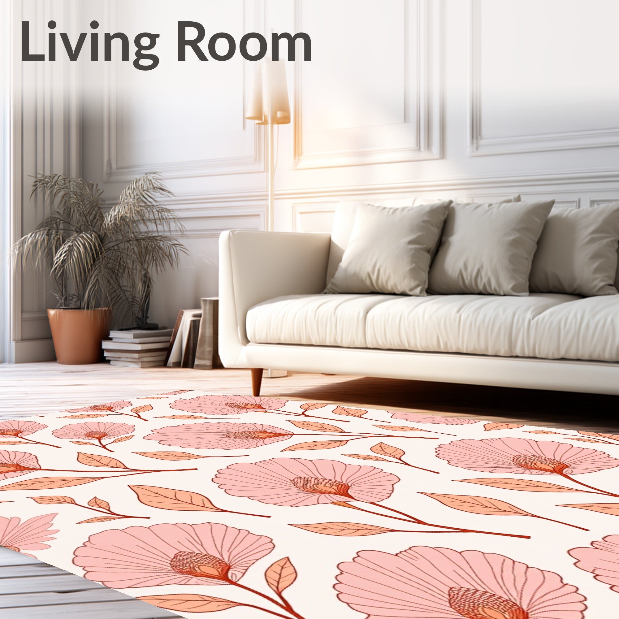 Delicate Pink Floral Pattern Rug
