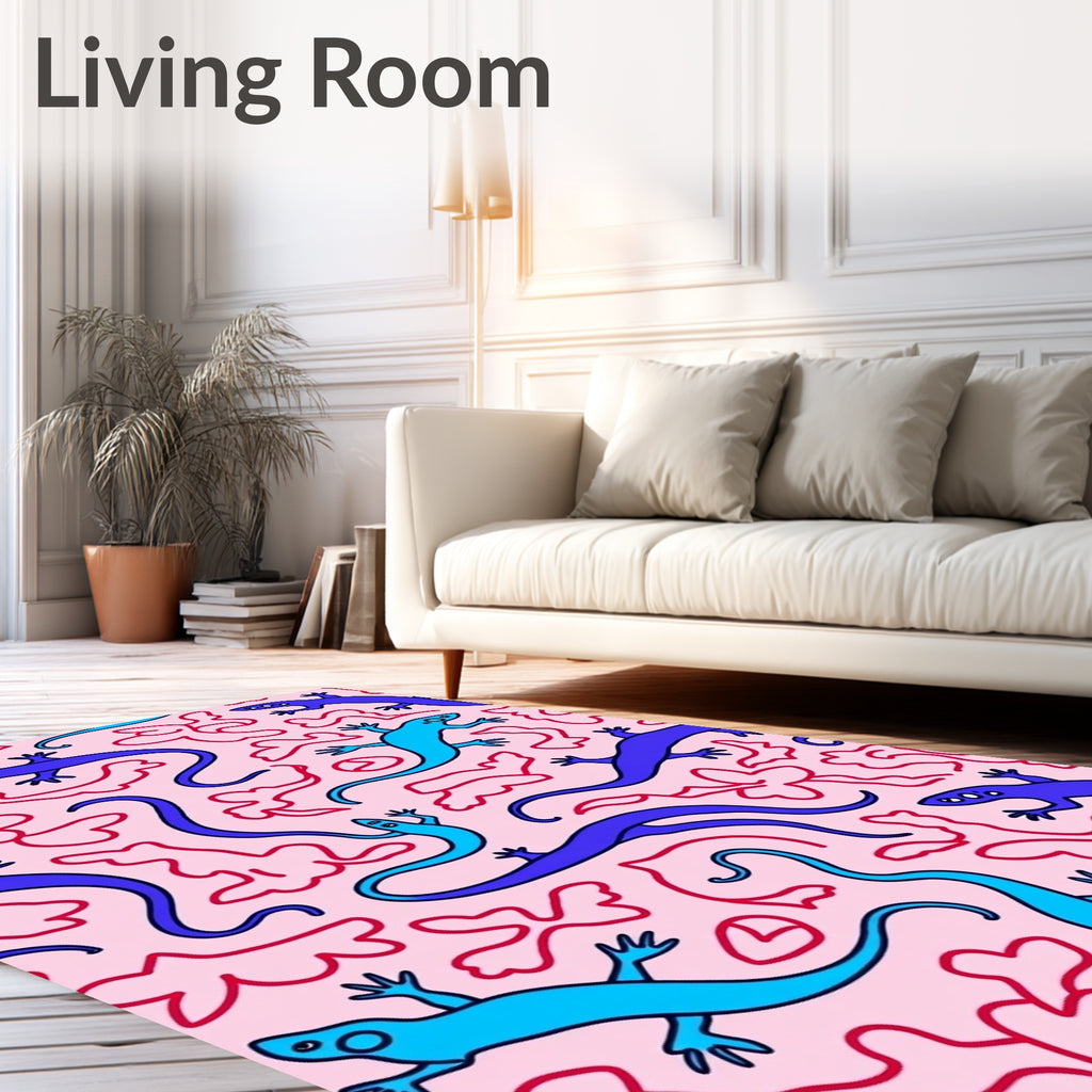 Whimsical Lizard Pattern Playful Design Rug