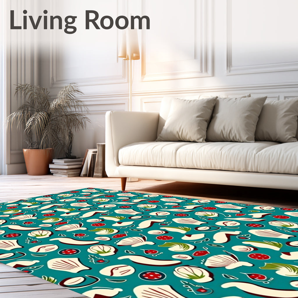 Abstract Seafood Botanical Pattern Rug