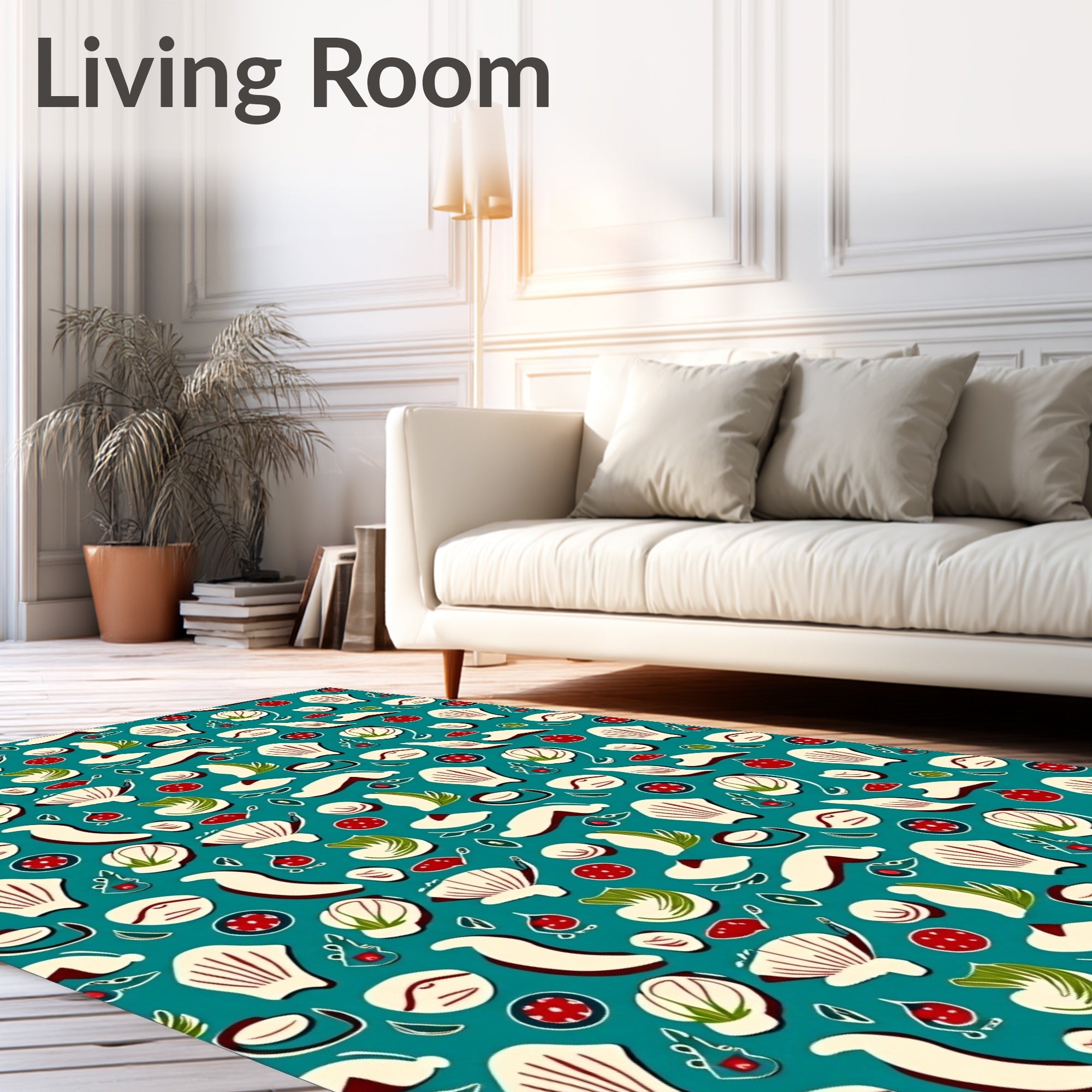 Abstract Seafood Botanical Pattern Rug