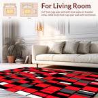 Dynamic Red Black White Geometric Pattern Rug