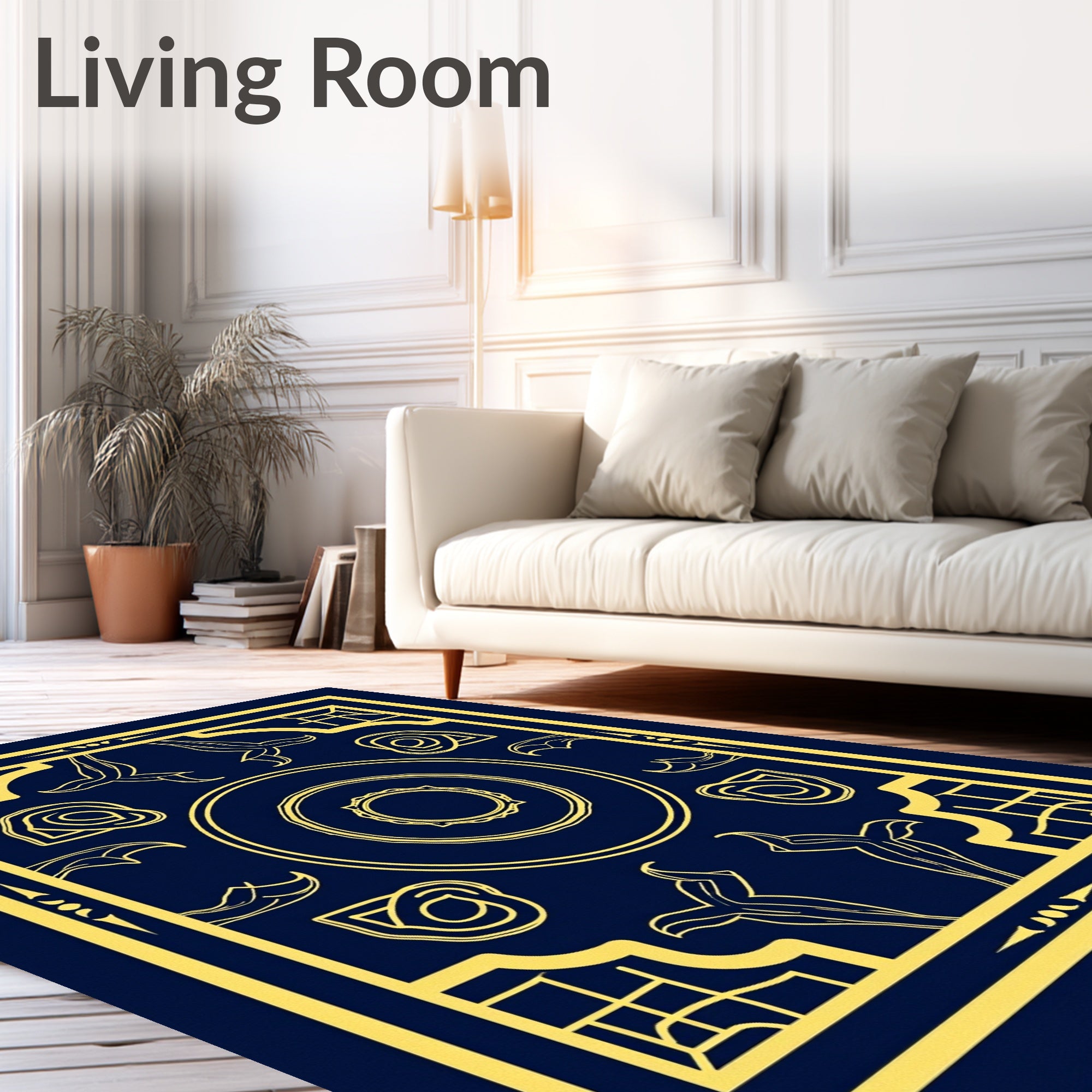 Art Deco Golden Rose Laurel Motif Rug