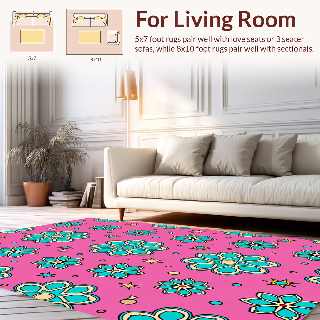 Bright Floral Starburst Pattern Rug