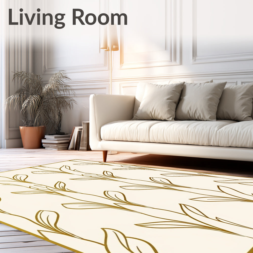 Gold Floral Vine Pattern Rug