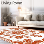 Ornate Floral Scrollwork In Red Rug
