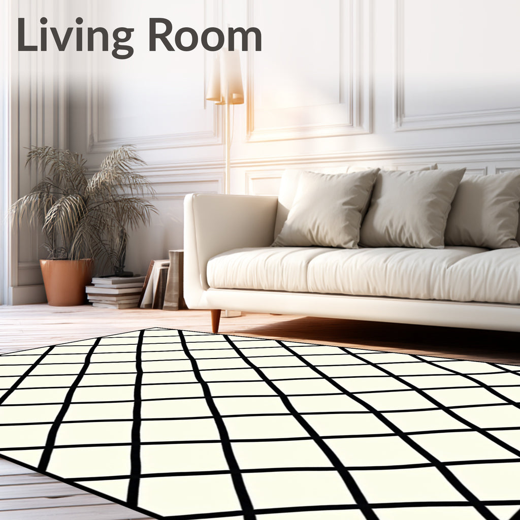 Black Intersecting Diamond Pattern Rug