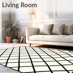 Black Intersecting Diamond Pattern Rug