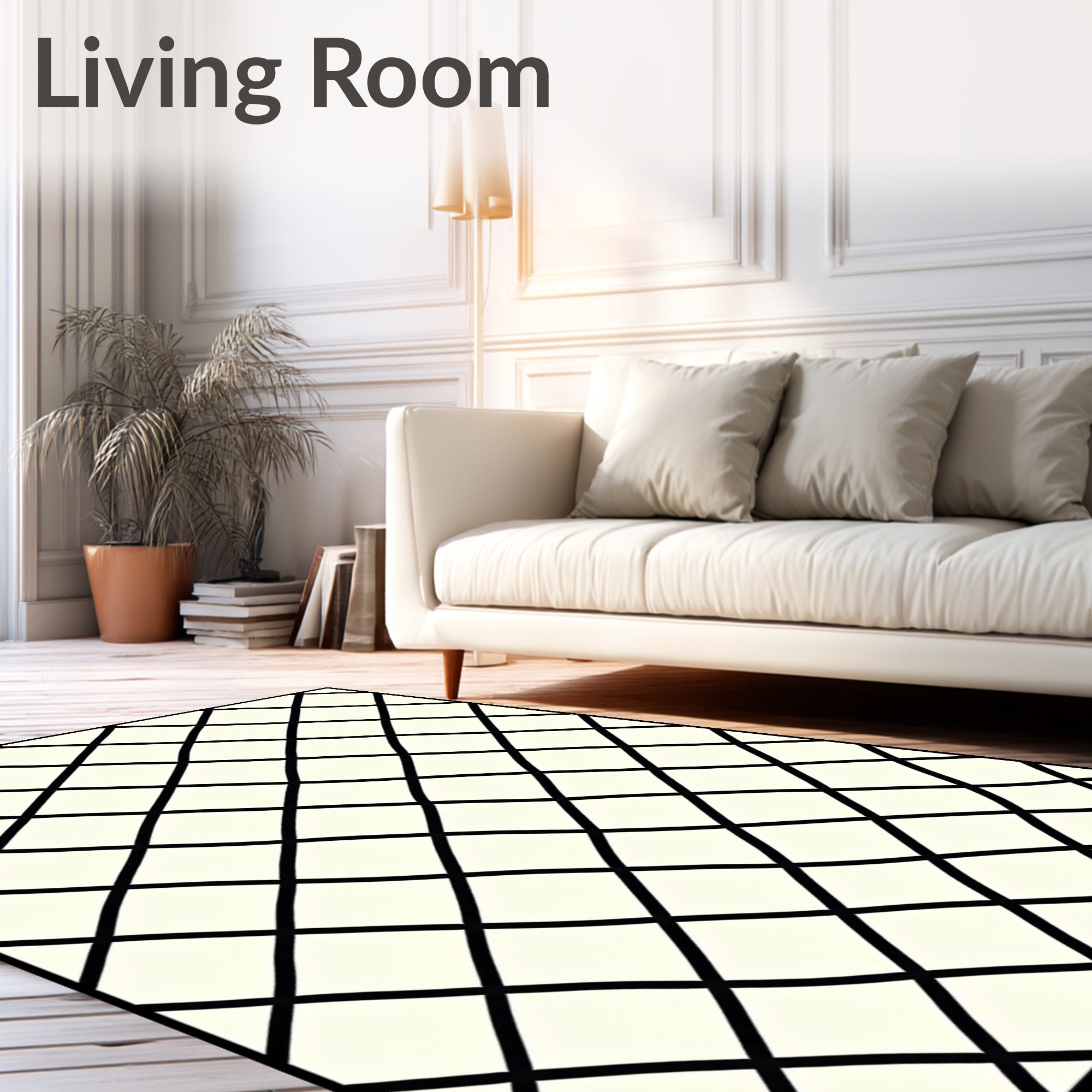 Black Intersecting Diamond Pattern Rug