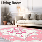 Pink Floral Symmetry Pattern Rug