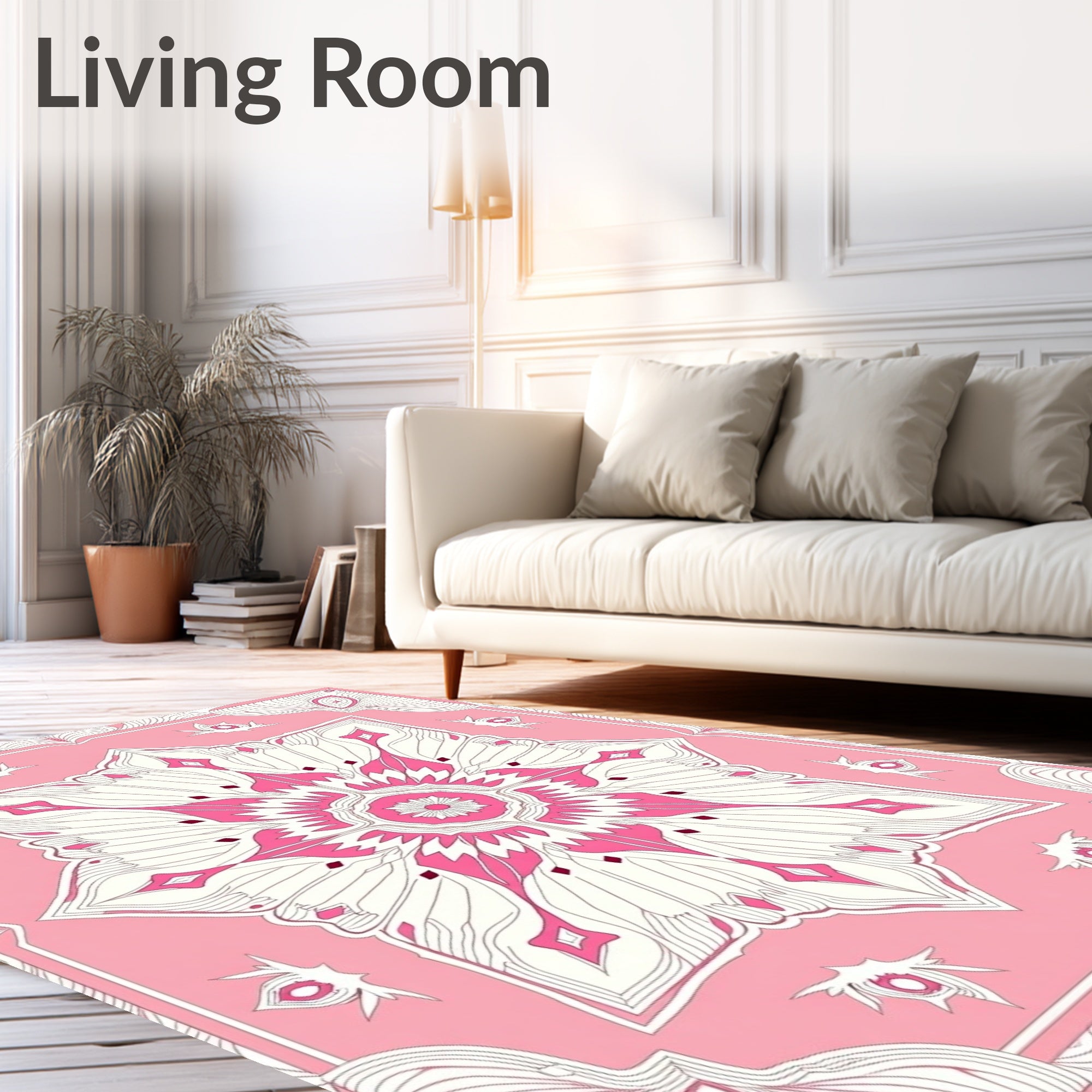 Pink Floral Symmetry Pattern Rug