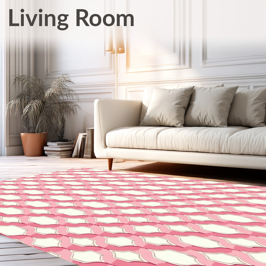 Pink Arabesque Chain Pattern Rug