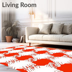 Red White Abstract Checkered Pattern Rug