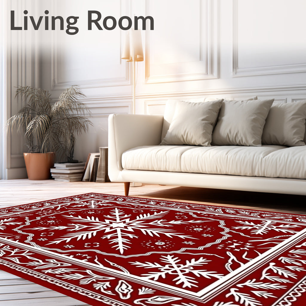 Winter Snowflake Mandala Design Rug