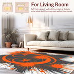 Orange Starburst Swirl Design Rug