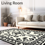 Classic Floral Scroll Border Design Rug