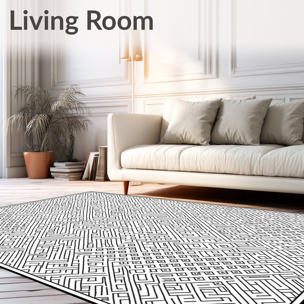 Intricate Maze Pattern Design Rug