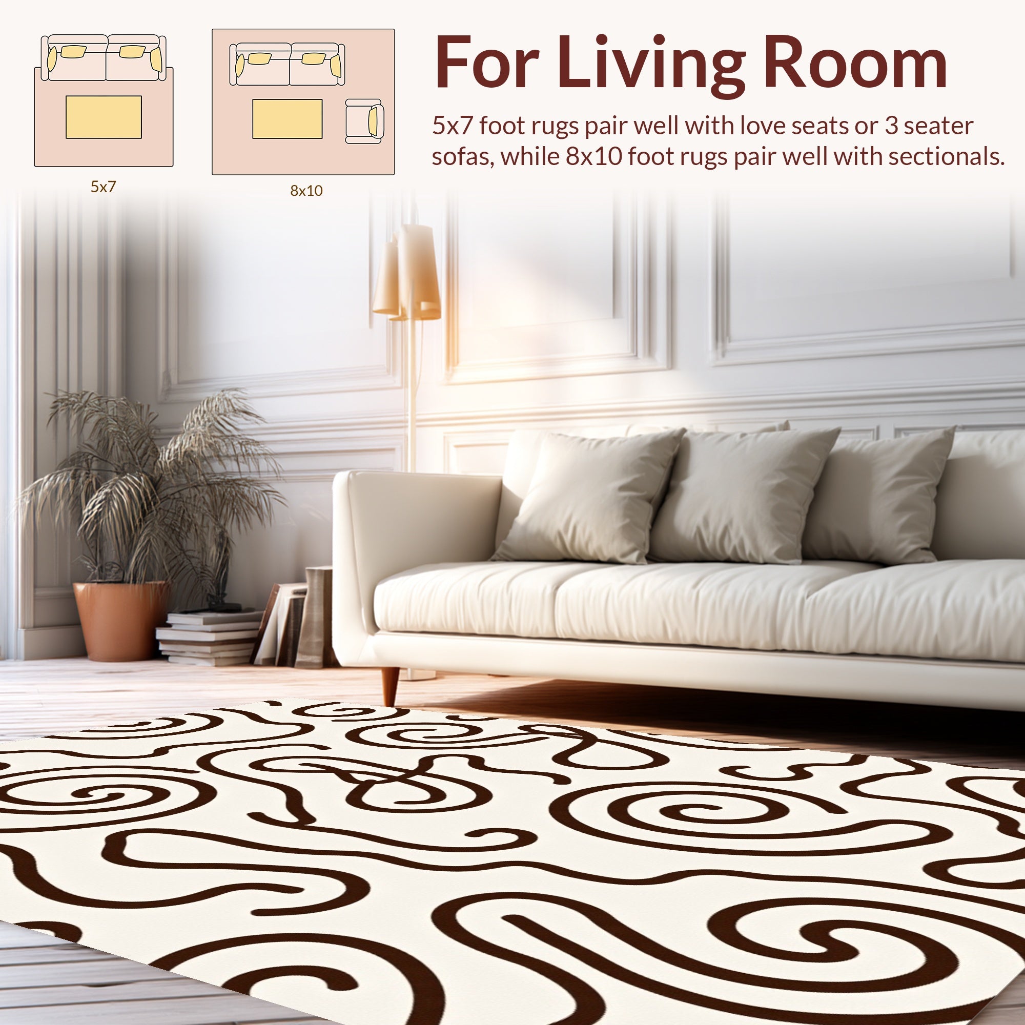 Organic Swirl Pattern Delightful Design Rug