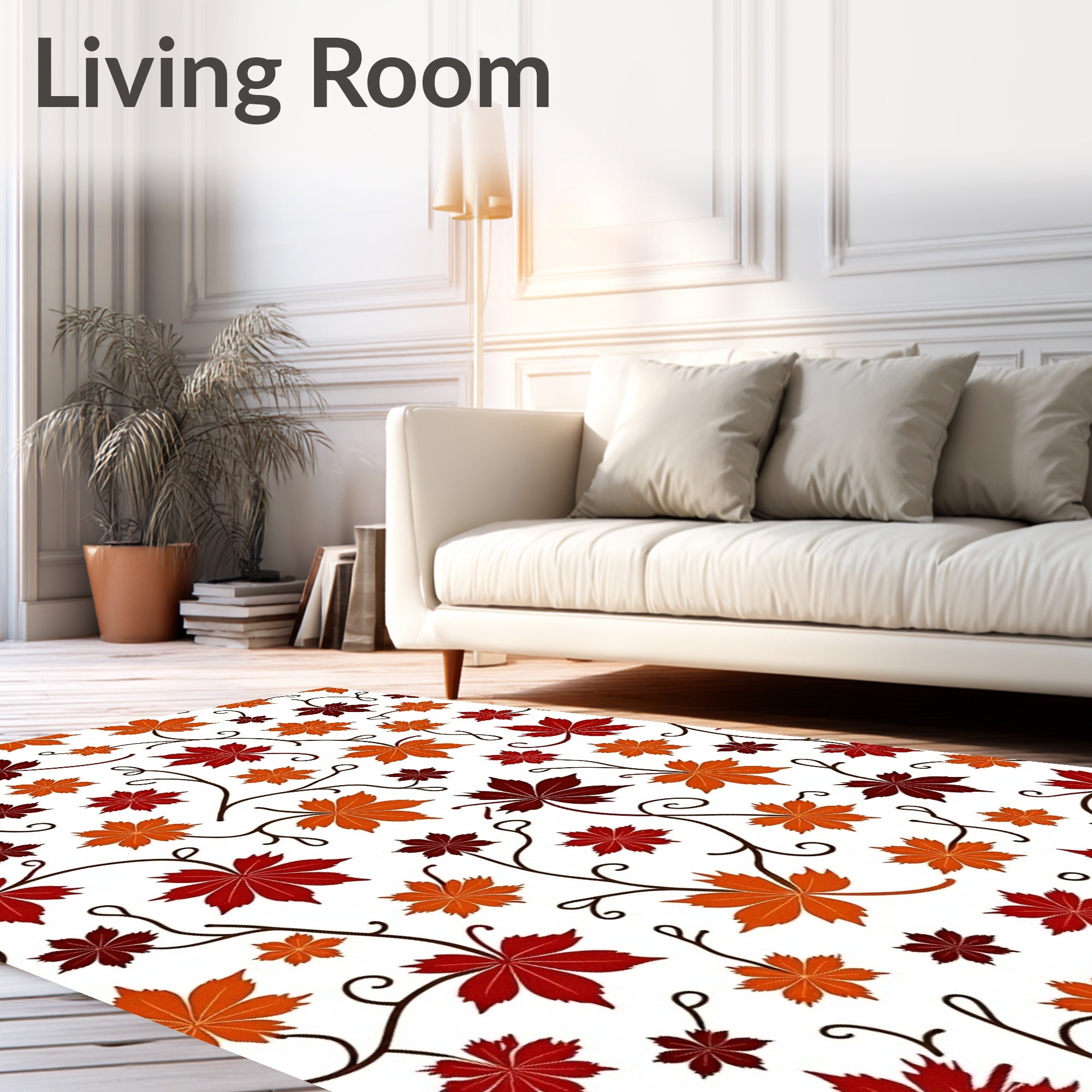 Autumn Leaf Swirl Pattern Rug