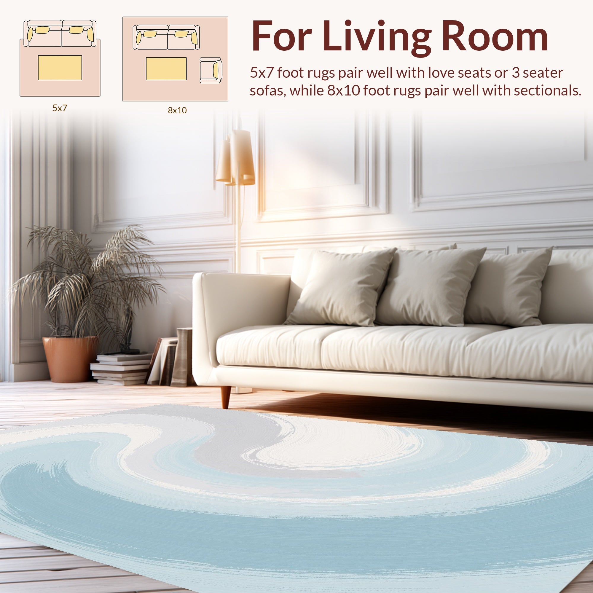 Abstract Blue Gray Swirl Rug