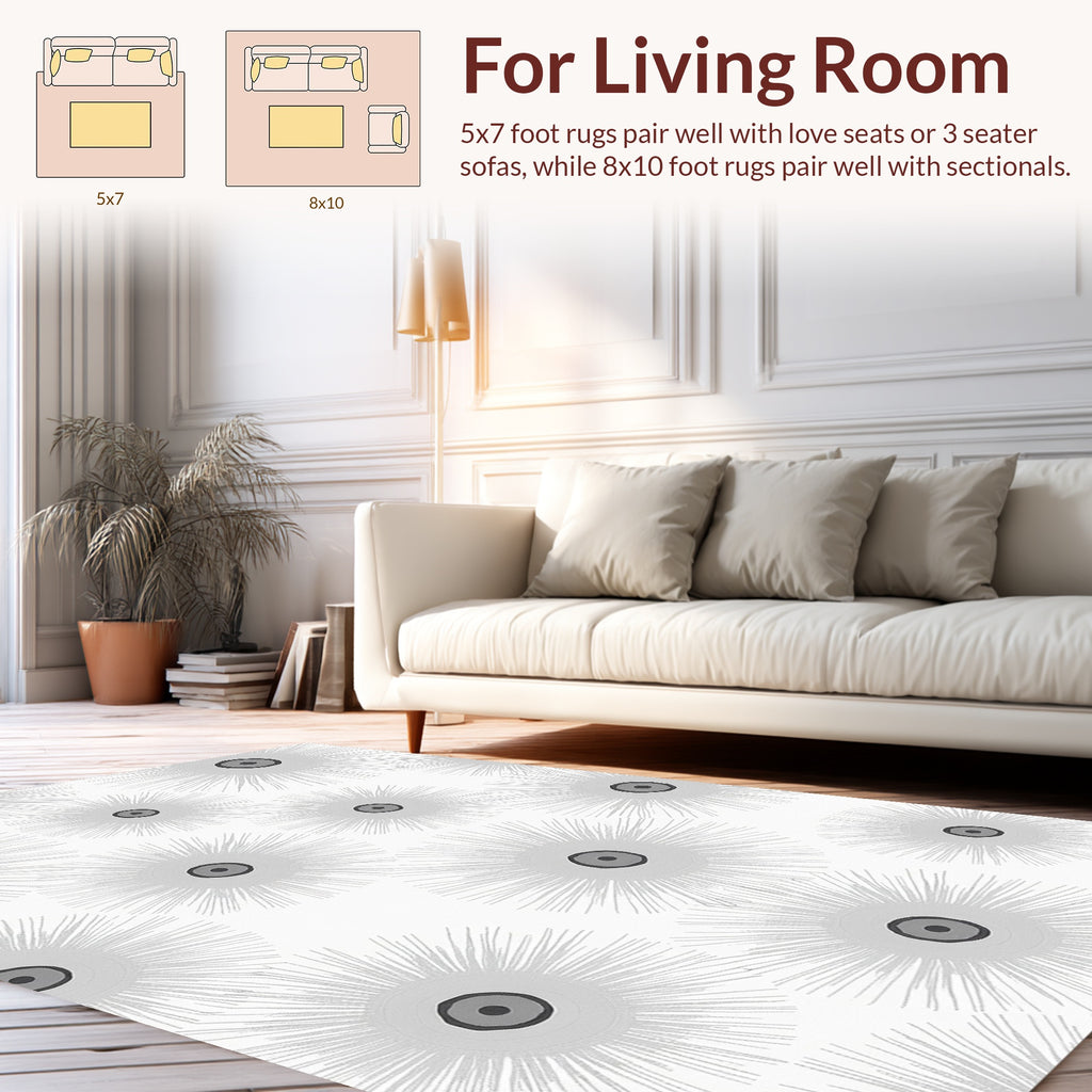 Modern Starburst Floral Pattern Rug