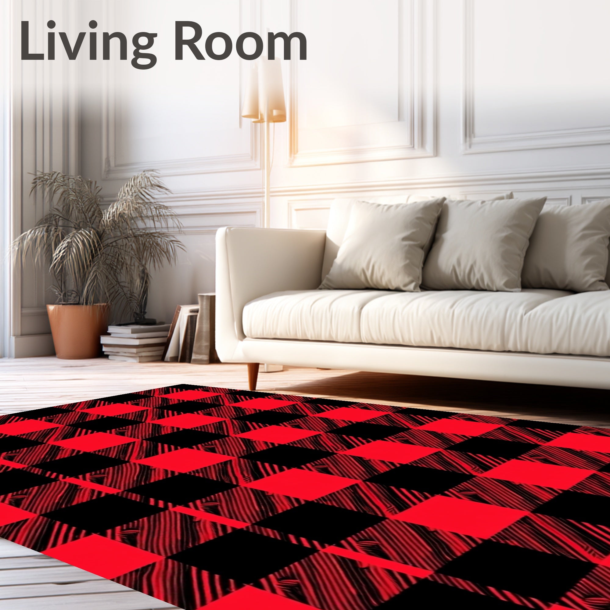 Red Black Buffalo Plaid Design Rug