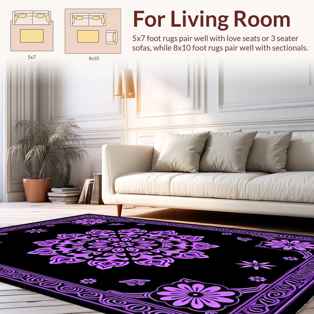 Lila Floral Mandala Geometric Rug