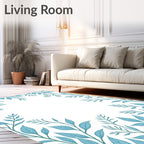 Teal Leafy Vine Border Design Rug